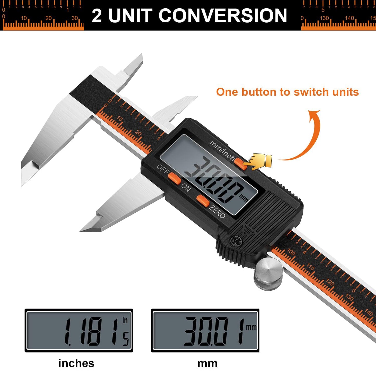 HARDELL Digital Caliper 6 Inch, Caliper Measuring Tool with Large LCD | Stainless Micrometer Calipers, Inch/mm Conversion, 4 Modes, Auto-Off and Sturdy Case. For DIY, 3D Printing and Jewelry