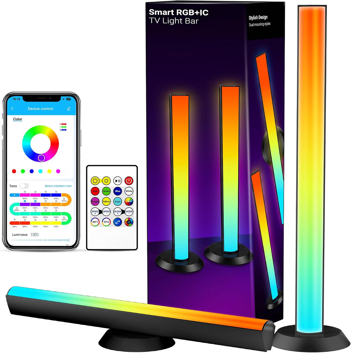 TJOY Smart Wi-Fi Light Bar, Compatible with Alexa&Google Assistant, Gaming Desk Lights with Music Sync&Scene Modes, RGB TV Light Bar, Mood Lighting for Game, PC, Monitor (2.4GHz WiFi only)