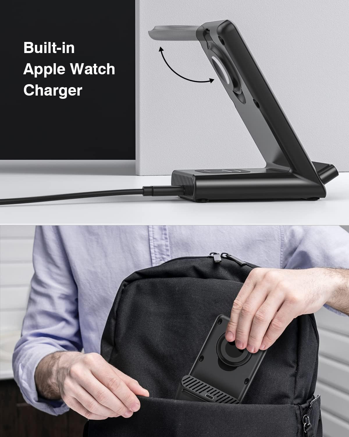 Wireless Charging Station,3 in 1 Charging Stand for Apple Multiple Devices | Fast Wireless Charger for Apple Watch Ultra 11 10 9 8 7 6 SE 5 4 3, for iPhone 17/Air/16/15/14/13/12,for AirPods Pro (Black)
