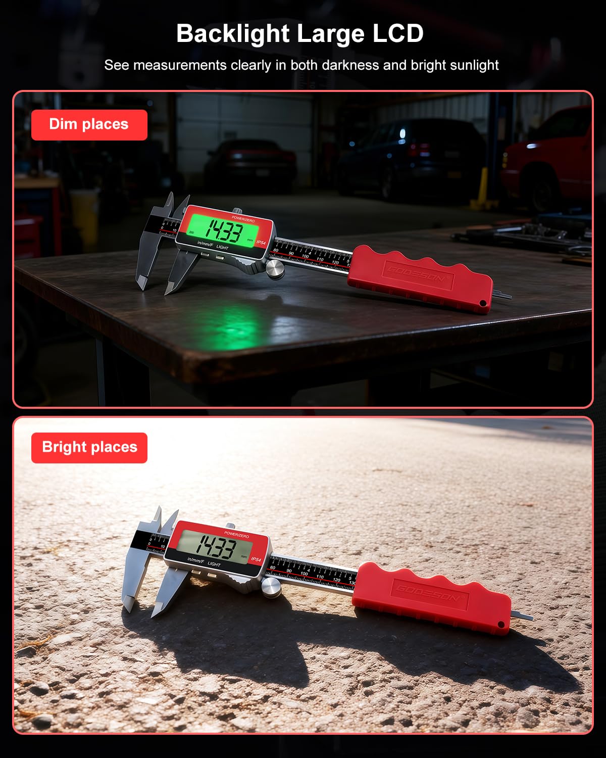 GODSEON 6" Digital Caliper, USB-C Rechargeable Backlight LCD ±0.001" Accuracy, Inch/mm/Fraction Units 5 Modes Auto-Off, Stainless Steel Calipers for DIYers Woodworkers Jewelers, 3D Printing