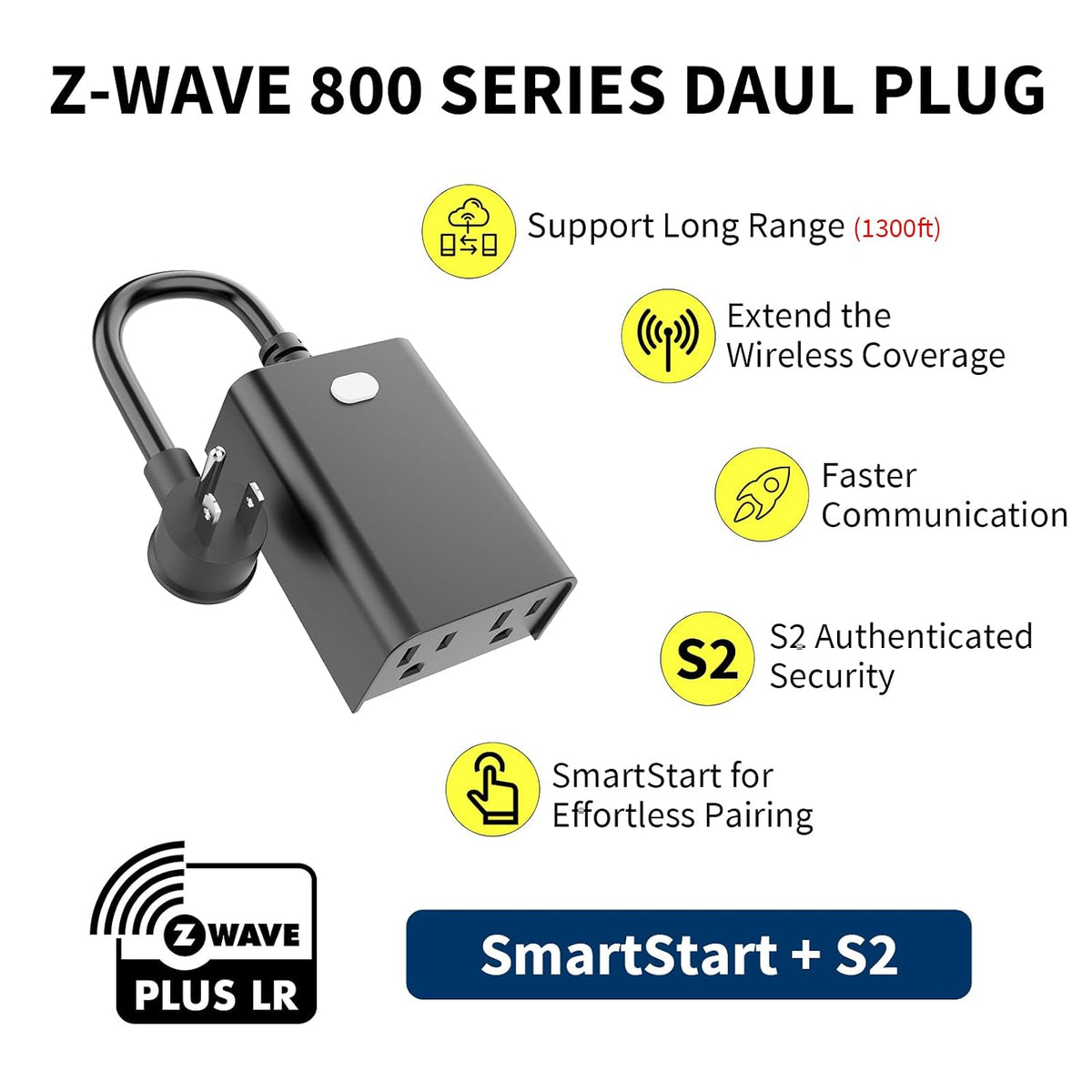 Minoston 800 Series Z-Wave Plug, Outdoor Zwave Smart Plug with 2 Individual Outlets, Waterproof Z-Wave Smart Outlet for Christmas Lights Compatible with SmartThings, Alexa, Zwave Hub Required (MP24Z)