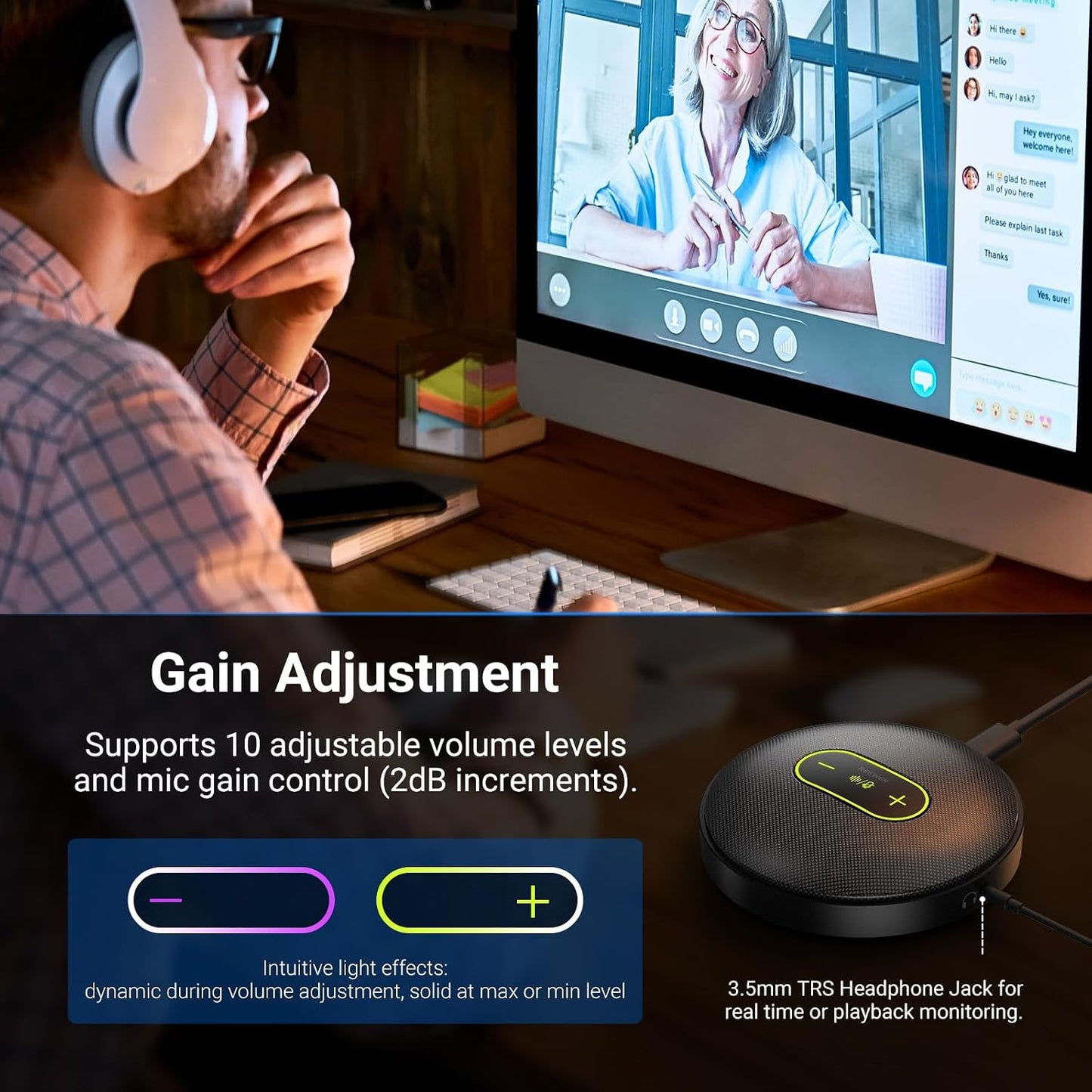 NEEWER UM04 USB Microphone, AI Cancelling Desktop Omnidirectional Condenser Mic with 48KHz/24Bit Mute for Online Meeting Recording Skype Teaching Windows Computer Laptop PC Mac Phone (Not Speaker)