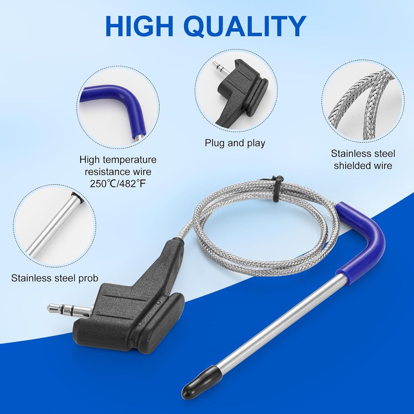 Smart Thermometer Probe Compatible with Ninja DZ550 DZ550C, 6-in-1 Smart XL 2-Basket Air Fryer, Temperature Meat Probe Replacement for Ninja Indoor Grill with Air Fry