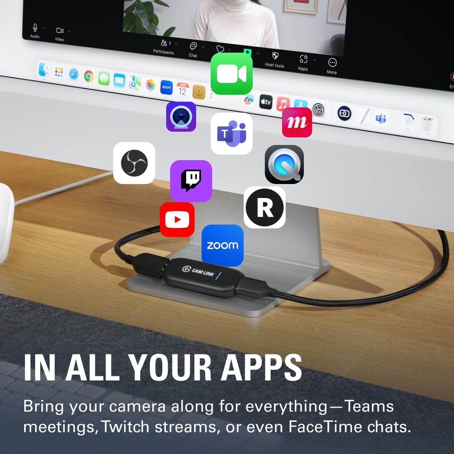 Elgato Cam Link 4K Capture Card for DSLR, Camcorder, Action Cam | HDMI to USB 3.0, Stream in 1080p60 or 4K30/60, Ultra-low latency, Works with OBS, Zoom, Discord, PC/Mac/iPad compatible