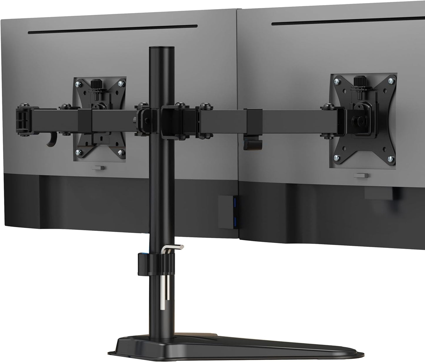 Mount-It! Dual Monitor Desk Stand Mount for 2 Screens VESA 75x75 & 100x100 | For Monitors up to 32”, Height Adjustable with Tilt, Swivel & Rotation