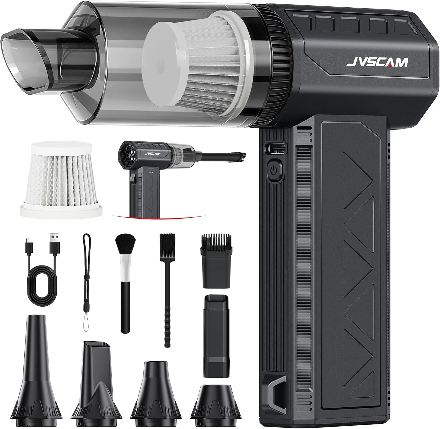 Compressed Air Duster&Vacuum Cleaner, 3-in-1 150000RPM Cordless Air Blower | Car Vacuum Cleaner with Brushless Motor Rechargeable 3-Speed,multiple nozzles for Computer Keyboard Home, Storage Bag Sealing