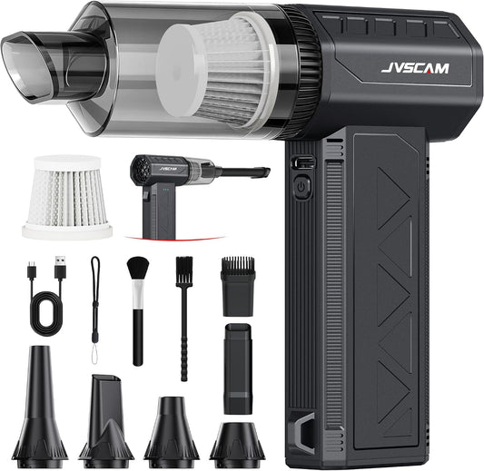 Compressed Air Duster&Vacuum Cleaner, 3-in-1 150000RPM Cordless Air Blower | Car Vacuum Cleaner with Brushless Motor Rechargeable 3-Speed,multiple nozzles for Computer Keyboard Home, Storage Bag Sealing