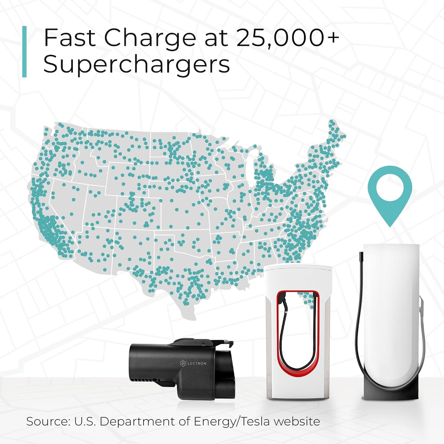 Lectron NACS to CCS Electric Vehicle Adapter with Interlock - (500A/1,000V) - Compatible with Tesla Superchargers - CCS1 EV Fast Charging with Vortex Plus [Check Automaker for Compatibility] - UL 2252
