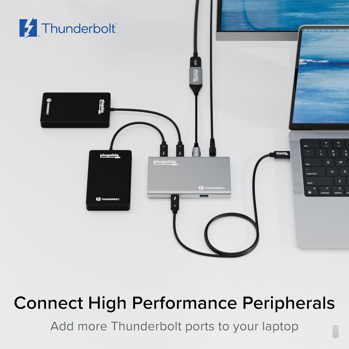 Plugable 5-in-1 Thunderbolt 4 Hub, 4K HDMI Adapter Included