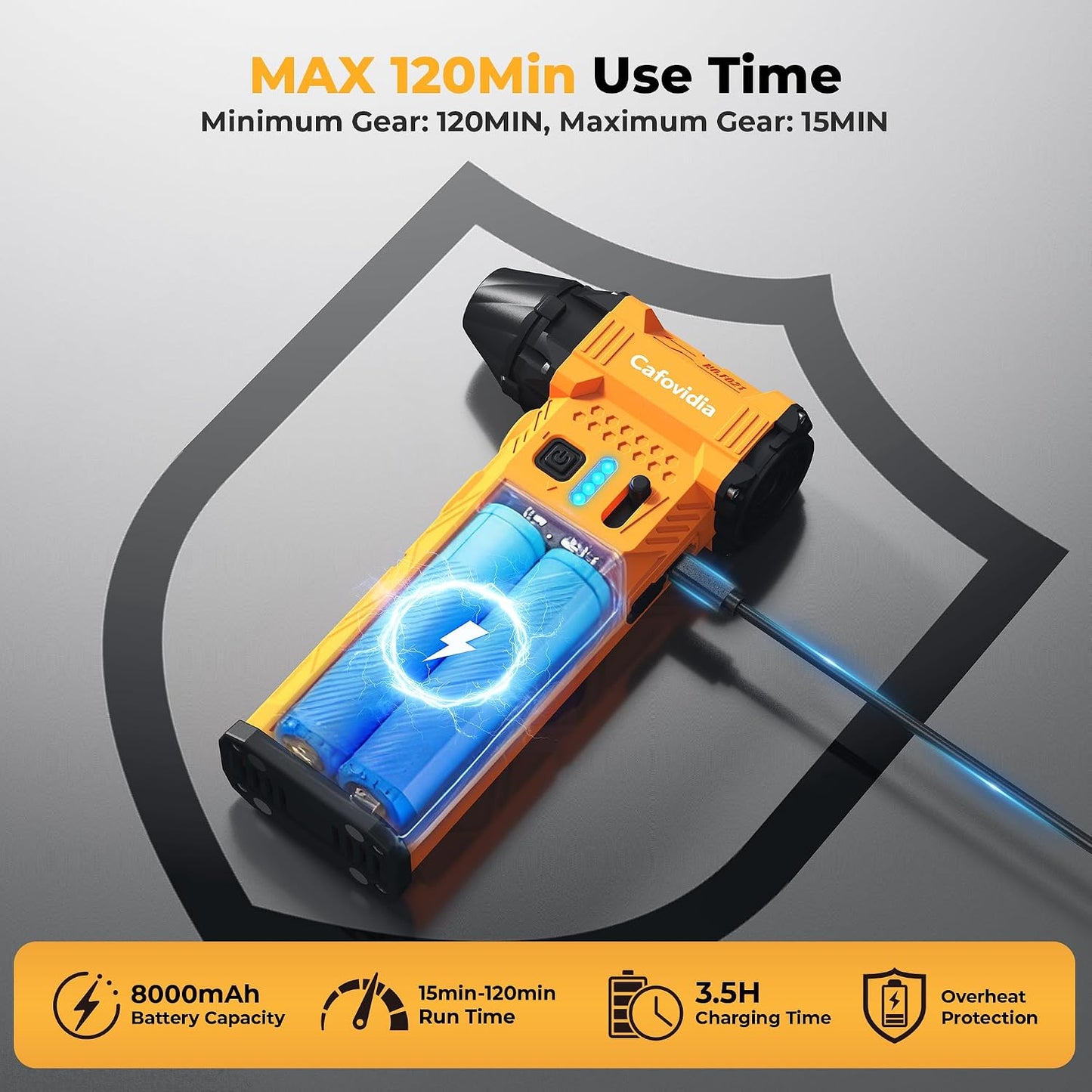 Electric Air Duster | 180000RPM Brushless Motor | 8000mAh Battery • Stepless Speed Control • 2-in-1 Air Blower • LED Light Car PC Home