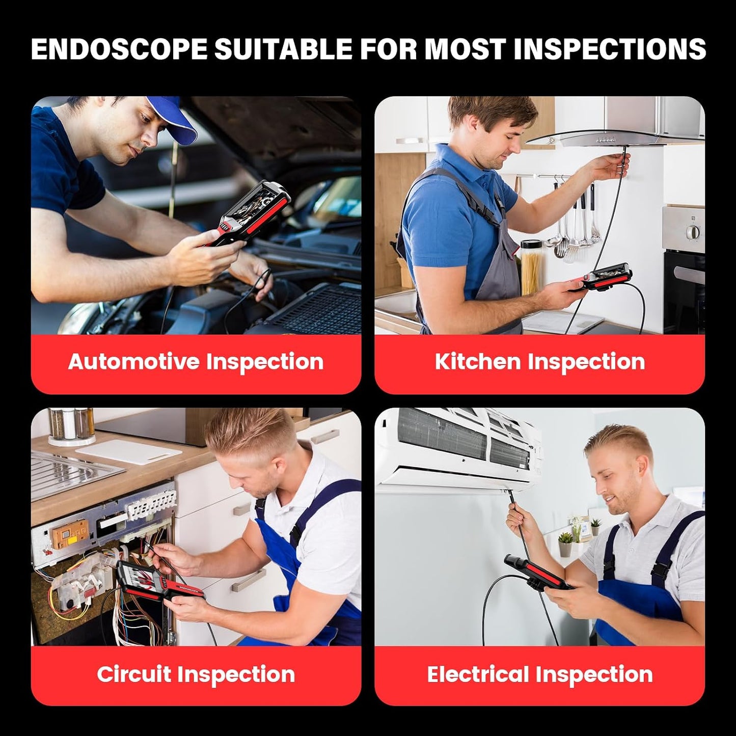 Endoscope Camera with Light: 5" 1080P HD Dual-Lens Inspection Borescope Camera for Sewer - 16.4ft Waterproof Industrial Endoscope - Flexible Snake Bore Scope for Plumbing Automotive