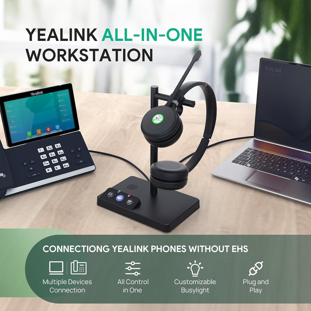 Yealink WH62 Mono UC DECT Wireless Headset for IP Phone PC, Zoom Certified