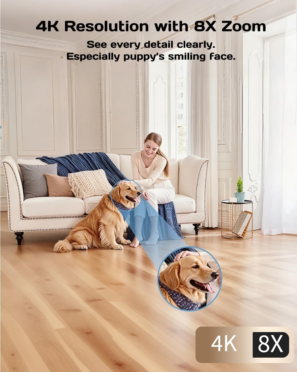 VIMTAG 4K 8MP UHD Indoor Camera Pet/Dog/Cat/Baby/Nanny/Home Security Camera