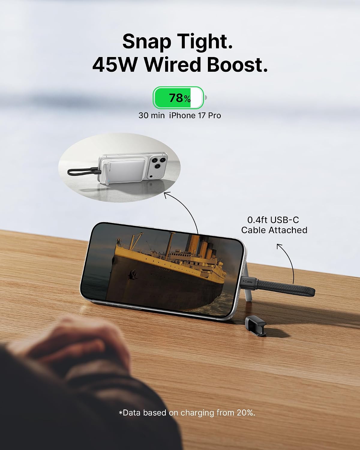 INIU for MagSafe Qi2 15W Portable Charger, Slimmest 10000mAh Power Bank | 45W Wired Fast Charging, Magnetic Qi2 Certified, USB-C Cable & Stand, Wireless Battery for iPhone 12 - 17 Series, White