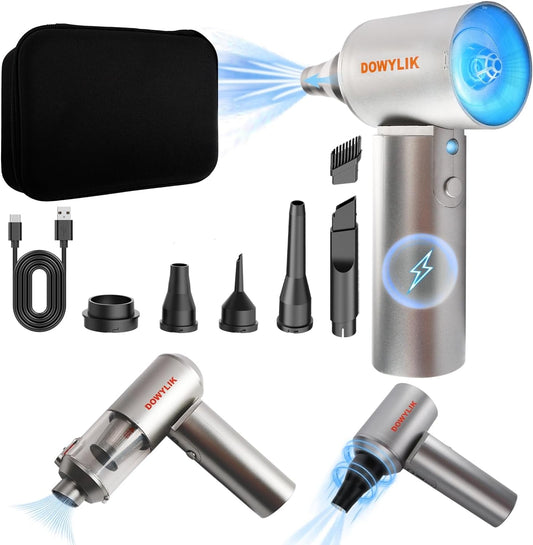 Compressed Air Duster, 150000RPM Compressed Air with LED,2-in-1 Mini Vacuum | Electric Air Duster for PC Cleanning Kit, Canned Air Duster for Computers-Air Blower for Electronics with Case