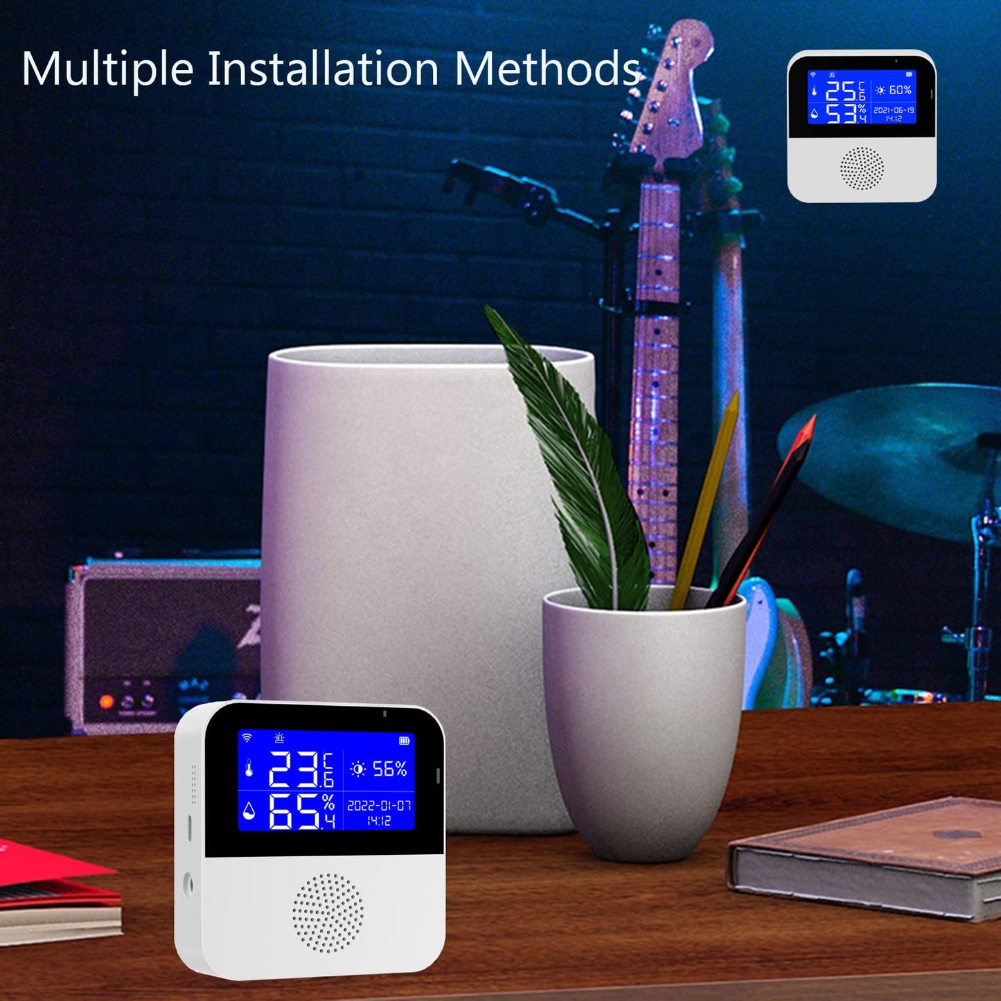 WiFi Thermometer Hygrometer with Waterproof Probe: Smart Temperature Humidity Sensor with LCD Backlit Screen & Calibration Function, App & Buzzer Alert, Indoor Temperature Monitor for Home Pet