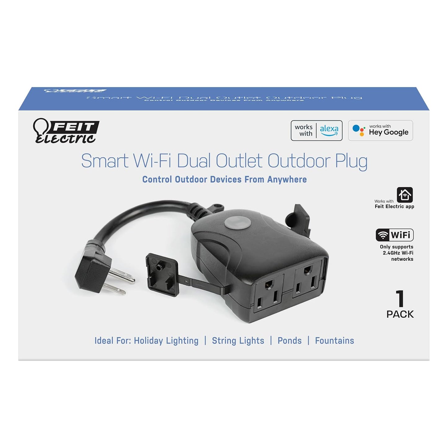Feit Electric 120V 15A Smart Wifi Enabled Dual Outlet Wall Plug