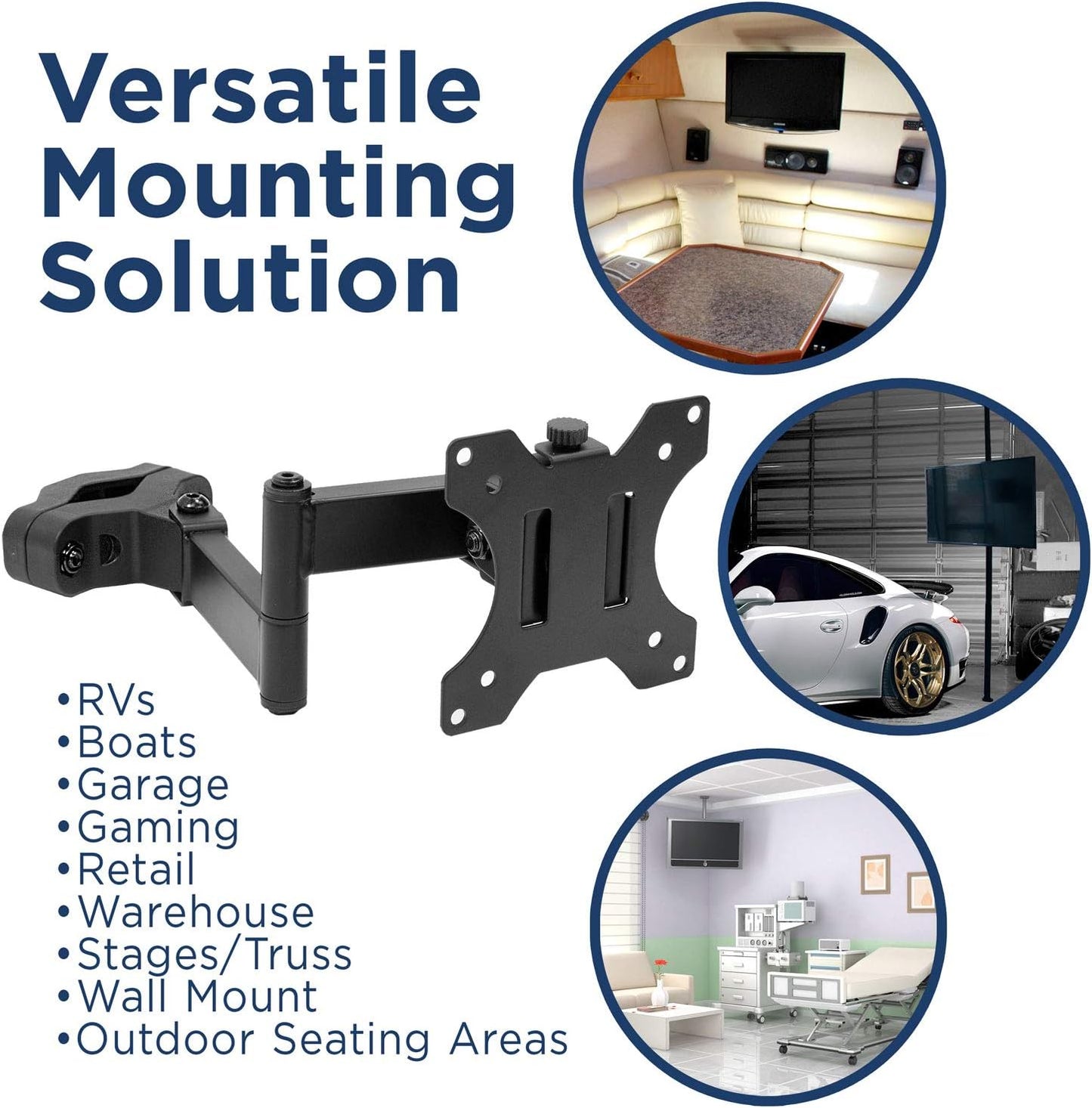 Mount-It! Universal Full Motion Steel Pole Mount with Articulating Arm and Removable VESA Plate for 17 to 32 Inch Monitors & TVs, VESA 75x75 & 100x100 Compatible, Black (MI-391)