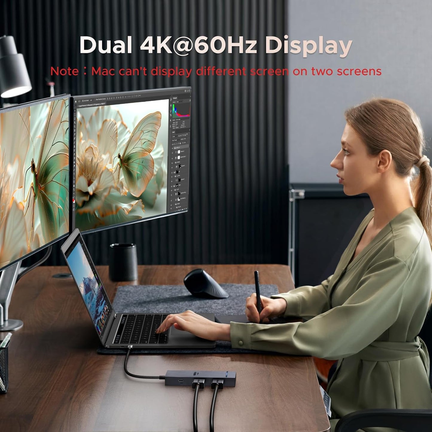 UGREEN USB C Docking Station Dual Monitor, 7-in-1 Aluminum Dock with 2xHDMI | Dual 4K@60Hz, 4x10Gbps USB-A&C Data Ports, 100W PD, Revodok Pro Laptop Docking Station for HP, Thinkpad, Dell and More Laptop
