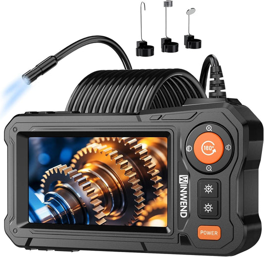 Endoscope Camera with Light for Mechanic Automotive HVAC Wall Inspection | 8 Adjustable LED,4.3" HD IP67 Waterproof Snake Borescope,16.5ft Cord for Drain,Pipe,Plumbing Repair Tools,Gifts for Men