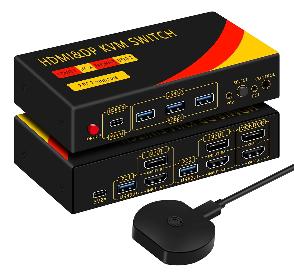 KVM Switch 2 Monitors 2 Computers with DP and HDMI