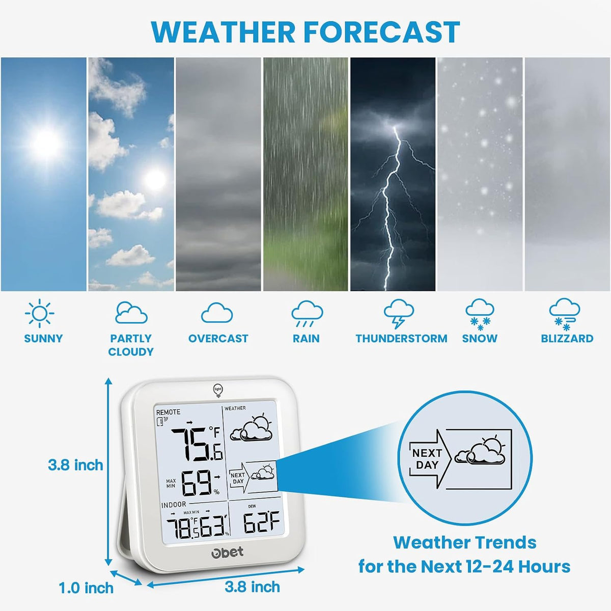 Indoor Outdoor Thermometer Wireless 500 FT Outdoor Thermometer with Sensor