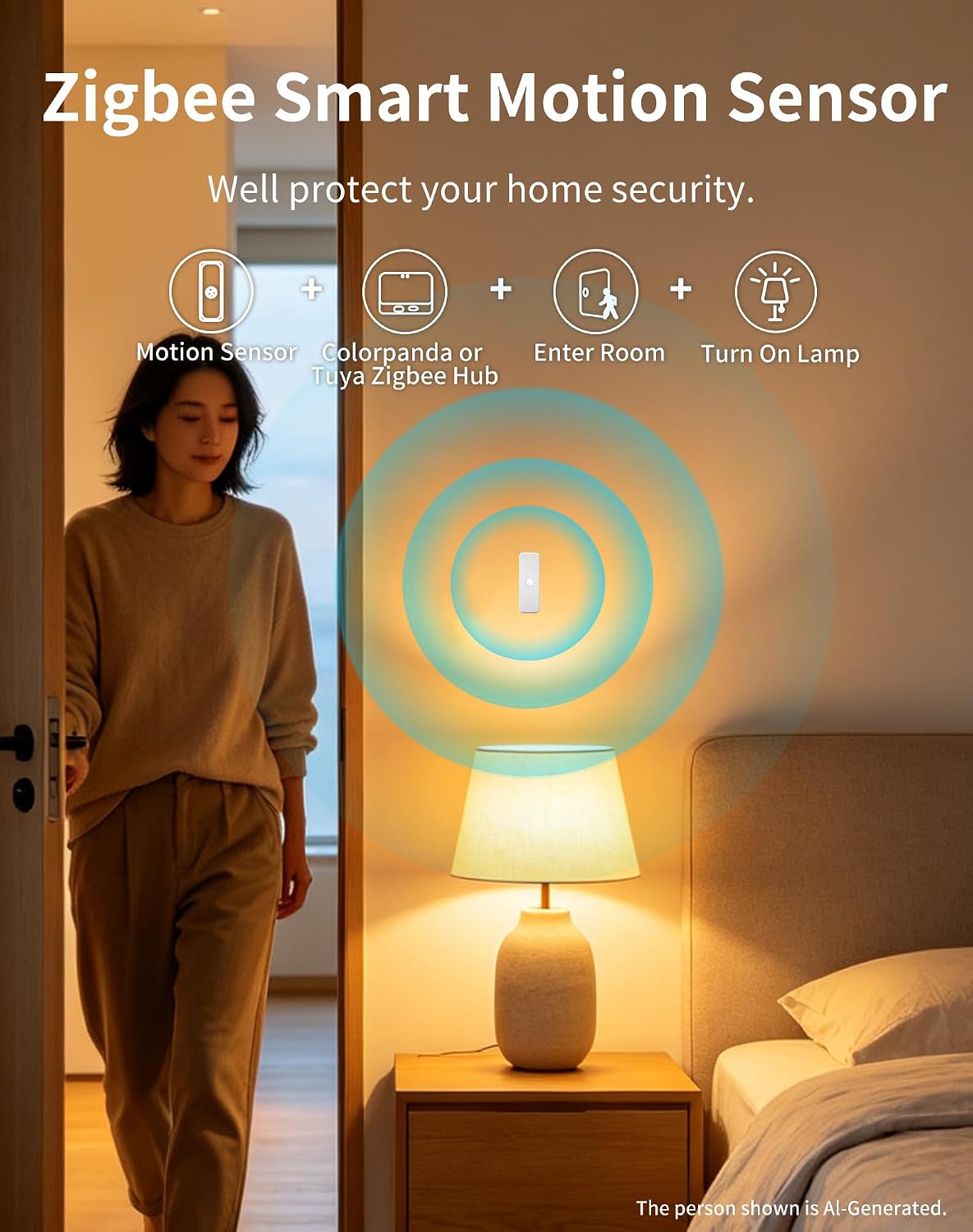 Zigbee Motion Sensor, Wireless Motion Detector,Colorpanda Zigbee Hub