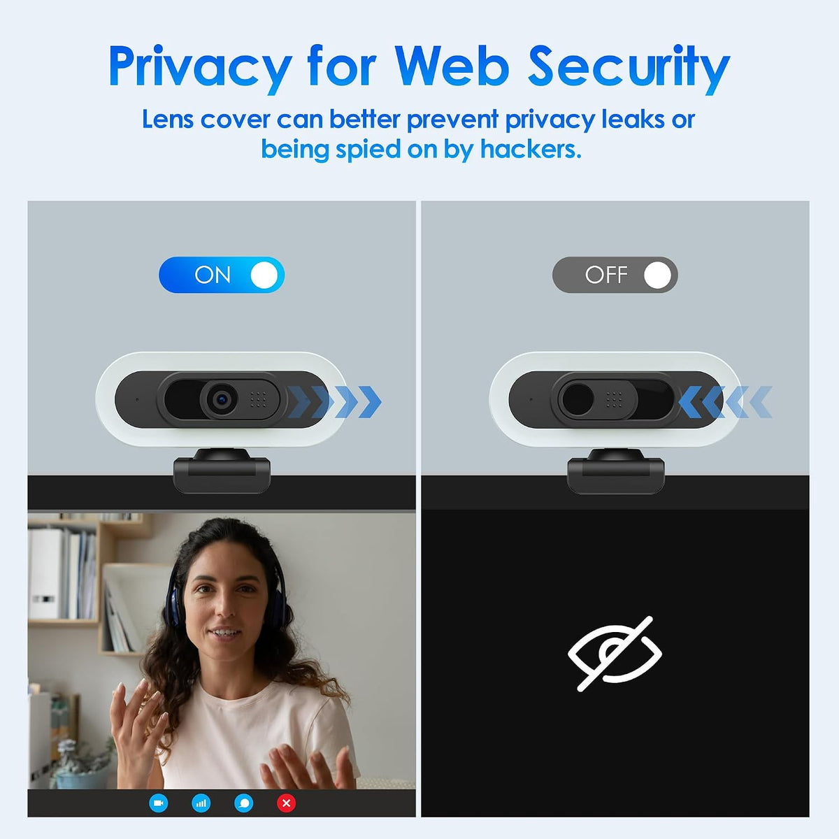 saylas 2K Webcam with Lights, HD Webcam for PC, 2K@60FPS Web cam with Microphone, 65° FOV, Autofocus, Noise Cancellation, Privacy Cover, Web Camera for Computer/Laptop, USB Streaming Computer Camera