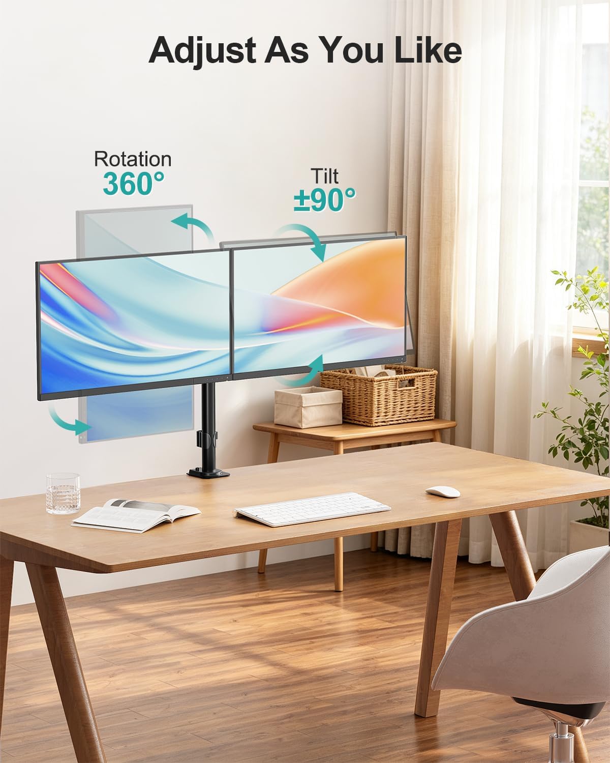MOUNT PRO Dual Monitor Mount Fits 13-32 Inch/17.6lbs LCD Screen, Computer Monitor Desk Mount, Articulating Monitor Arm, Height Adjustable Display Stand for 2 Monitors, VESA Mount 75x75/100x100mm