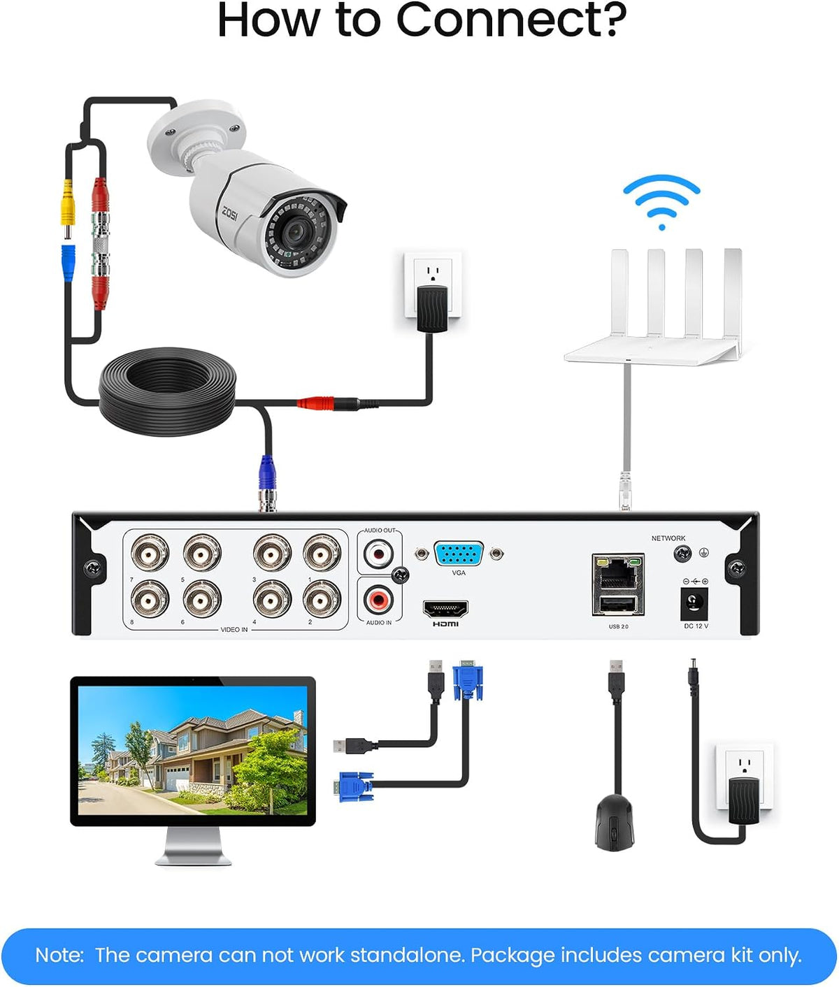 ZOSI 2MP 1080p Security Camera Outdoor, 4-in-1 CVI TVI AHD CVBS Bullet Cam