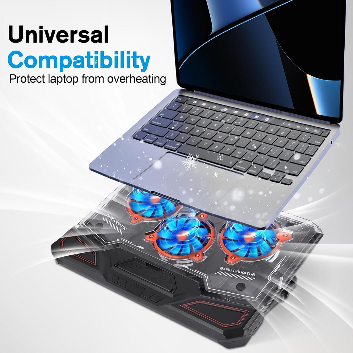 Gaming Laptop Cooling Pad, RGB Laptop Cooler with Powerful Turbo Fan