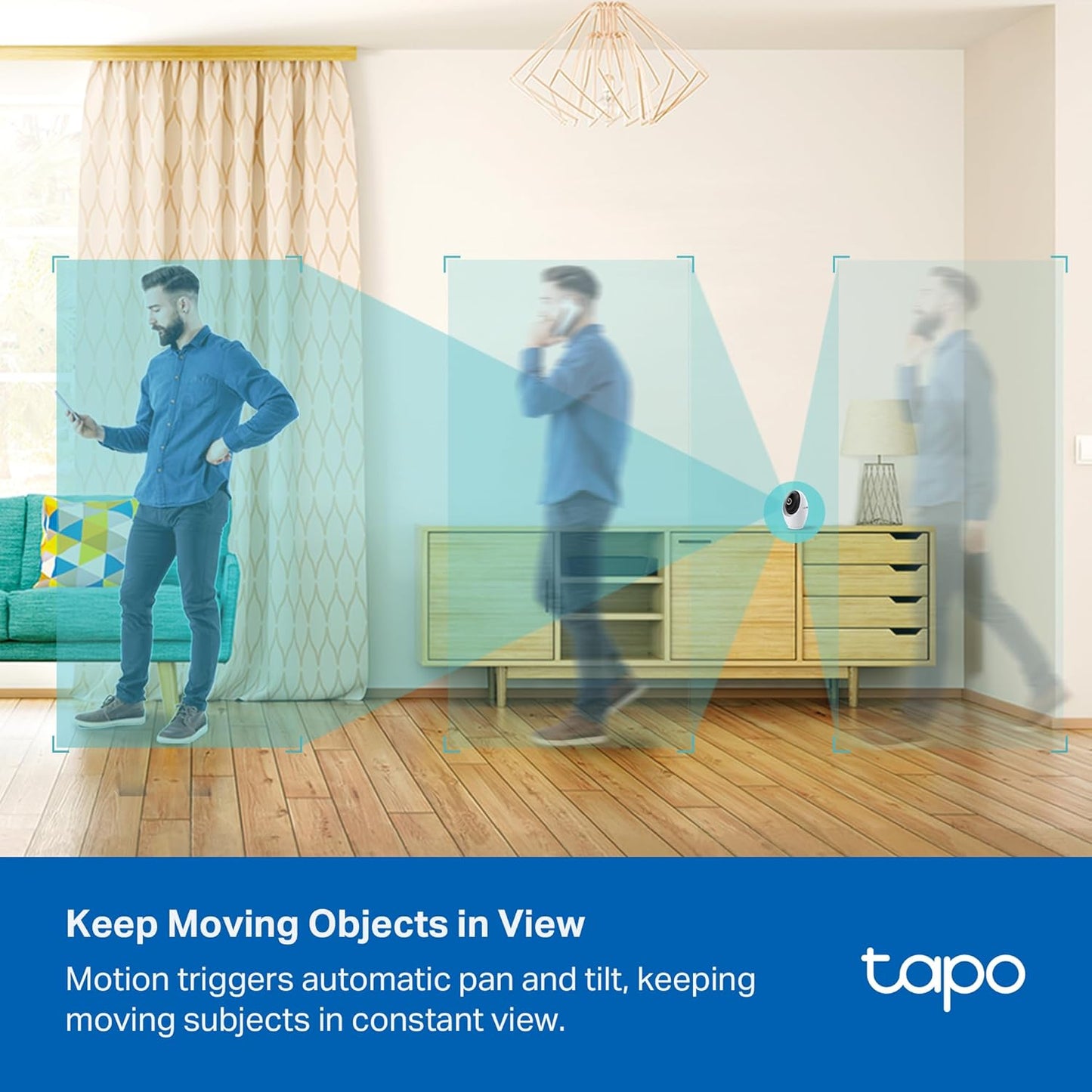 Tapo 4K Indoor Pan/Tilt Wired Security Camera - Works as a Baby Monitor, Person/Pet Detection, Facial Recognition, 360° AI Motion Tracking, Subscription-Free Local Storage or Optional Cloud, C260