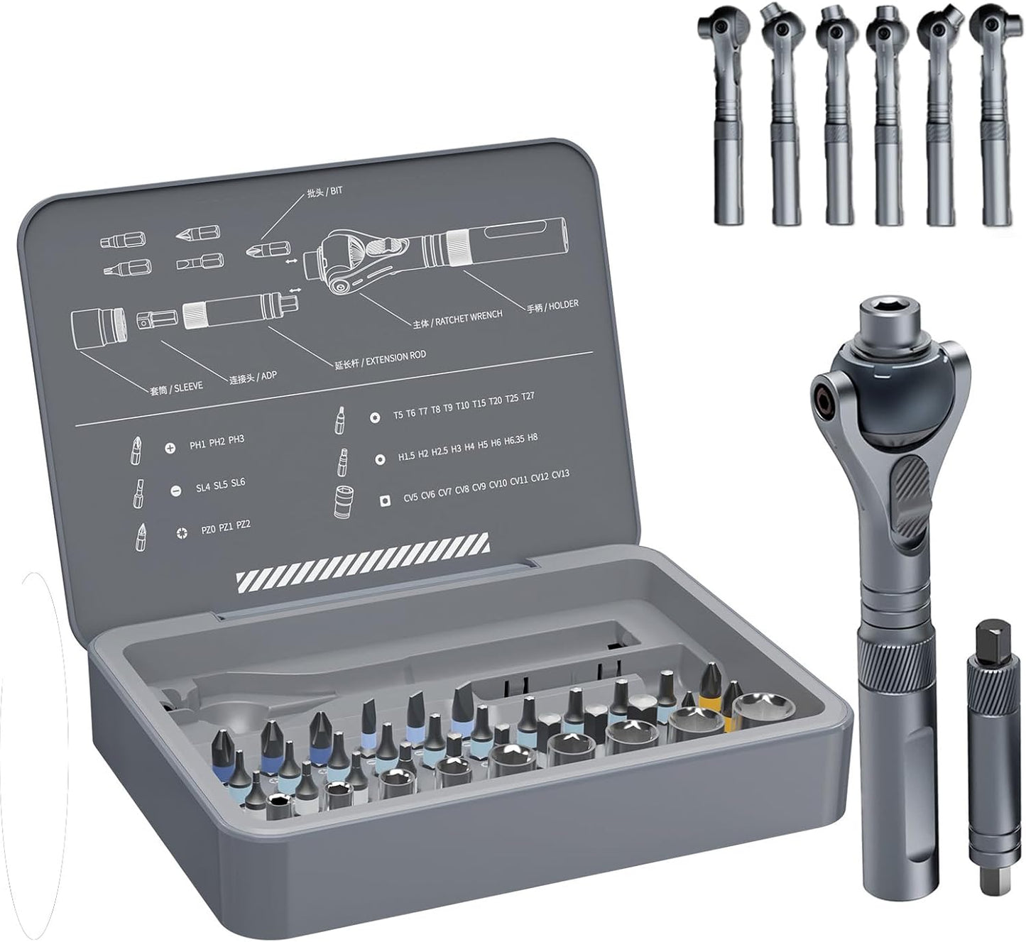 24-in-1 Ratchet Screwdriver Set, Magnetic Precision Bits with Detachable Handle & Case, Multi-Purpose Mini Screwdriver Kit for DIY, Electronics, Watch & Home Repair