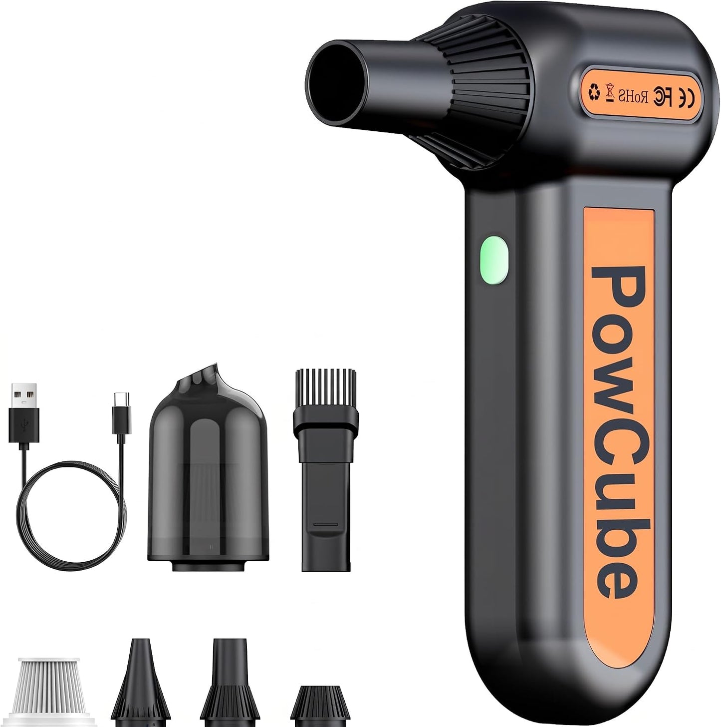 2-in-1 Compressed Air Duster 180000RPM Powerful Motor, Cordless Vacuum Cleaner with 10,000mAh Battery, Portable Electric Air Duster, Dust Blower for Computer, Keyboard, Outdoor, House, Car and Office