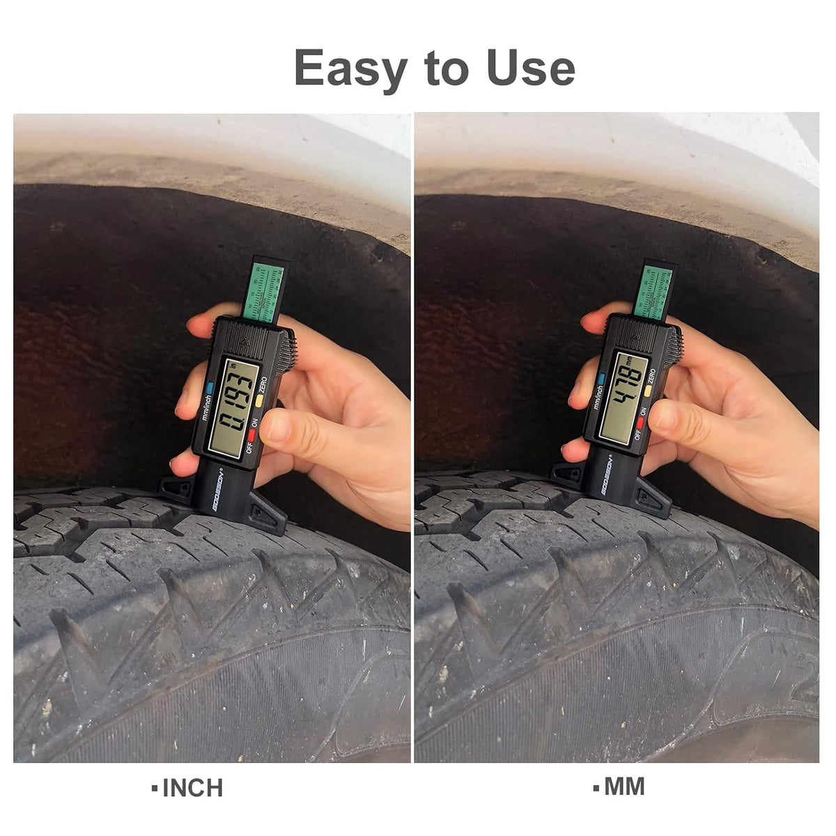 Tire Tread Depth Gauge,Digital Tire Tread Depth Gauge in 1Inch/25.4mm with Color-Coded Bar, Easy Read Tire Depth Gauge for Cars, Trucks, Motorcycles
