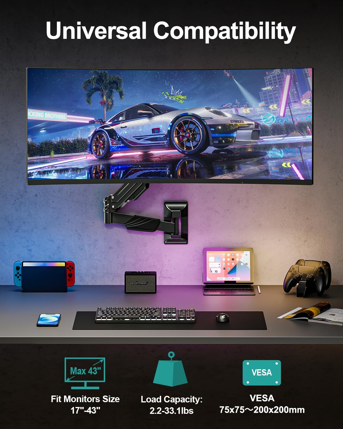 MOUNT PRO Monitor Wall Mount for Max 43" Ultrawide Screens