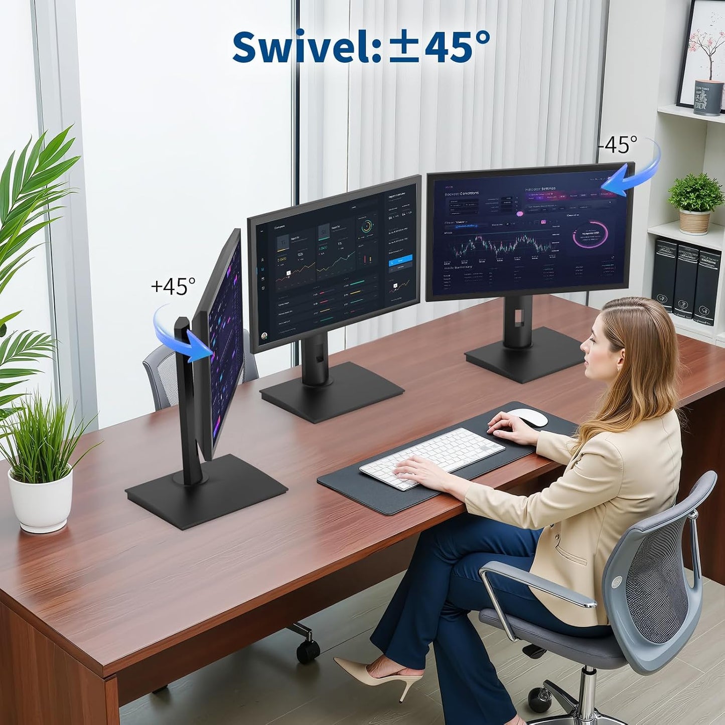 Single Vesa Monitor Stand for Monitor 24″ - 27″ Weight 7.7-11 lb | Spring-Adjustable Height, Swivel, Tilt, Rotation, Computer Screens Vesa 75x75/100x100 Monitor Desk Mount for Office Home