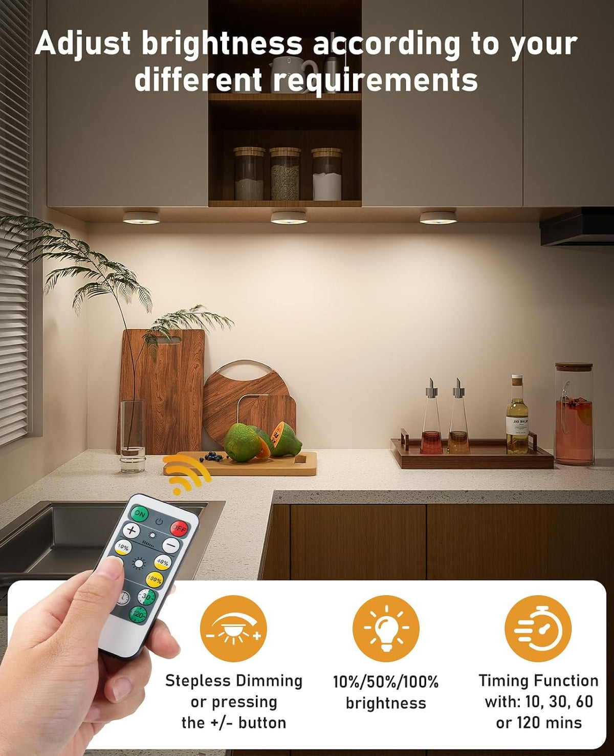 Under Cabinet Lighting with Remote, Motion Sensor Step Lights