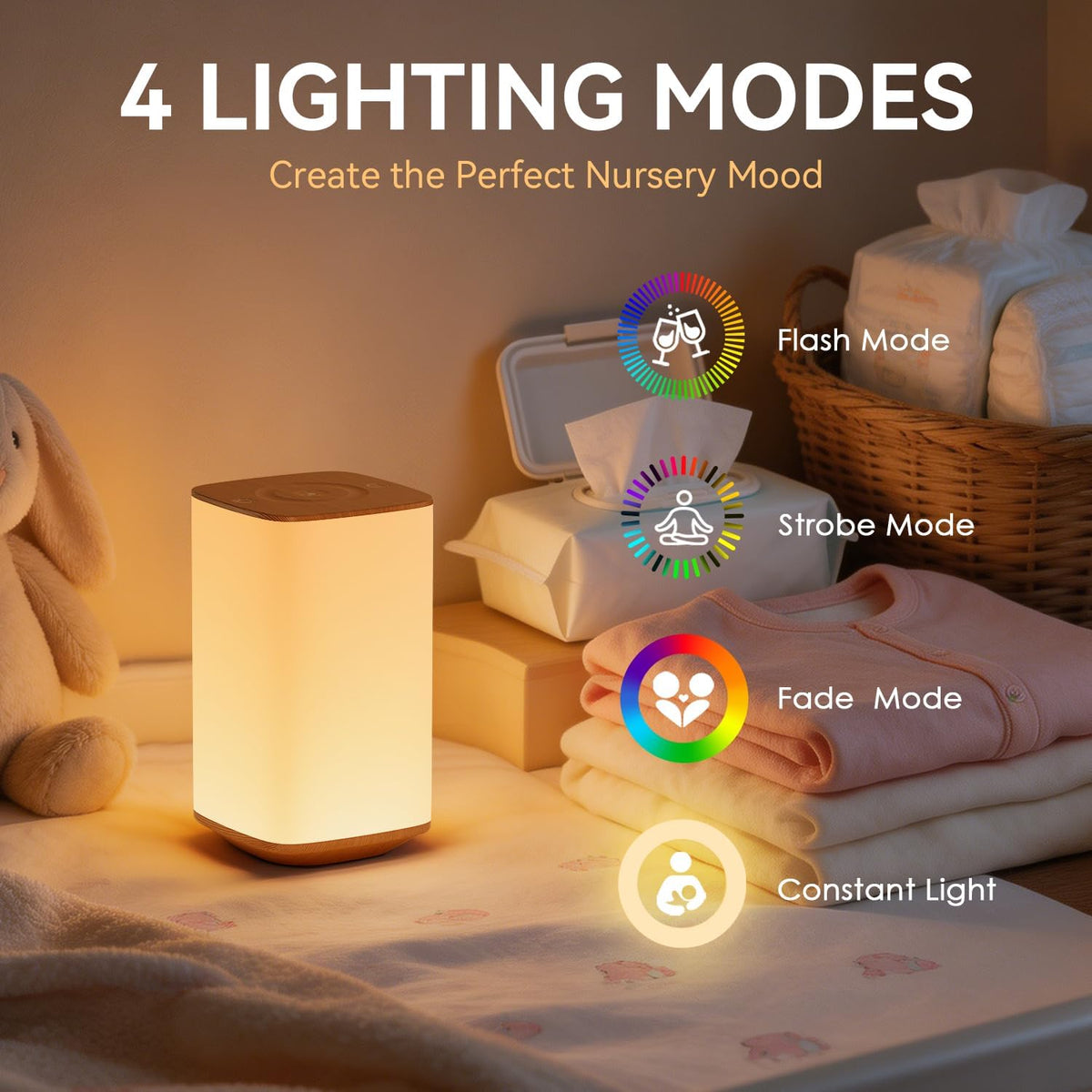 Auxmir Baby Night Light, 4000mAh, Remote, Touch, 256 RGB Colors, Brown
