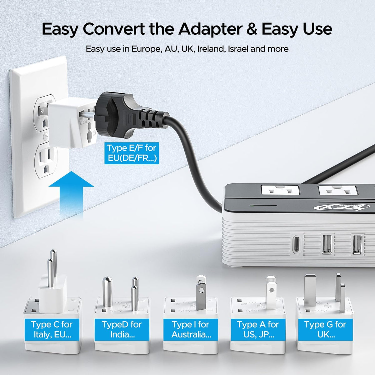 Key Power 230-Watt Step Down 220V to 110V Voltage Converter | International Travel Adapter/Power Converter with USB-C Port 18W - [Use for USA Appliance Overseas in Europe, AU, UK, etc.]