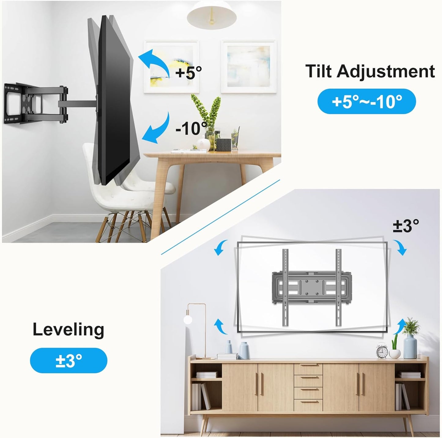 XINLEI Full Motion TV Wall Mount for Most 26"-70" Flat/Curved TV, Swivel Tilt Bracket with Articulating Dual Arms, Support 100lbs, Max VESA 400x400mm, Fits 12”/16" Wood Stud (MA570)