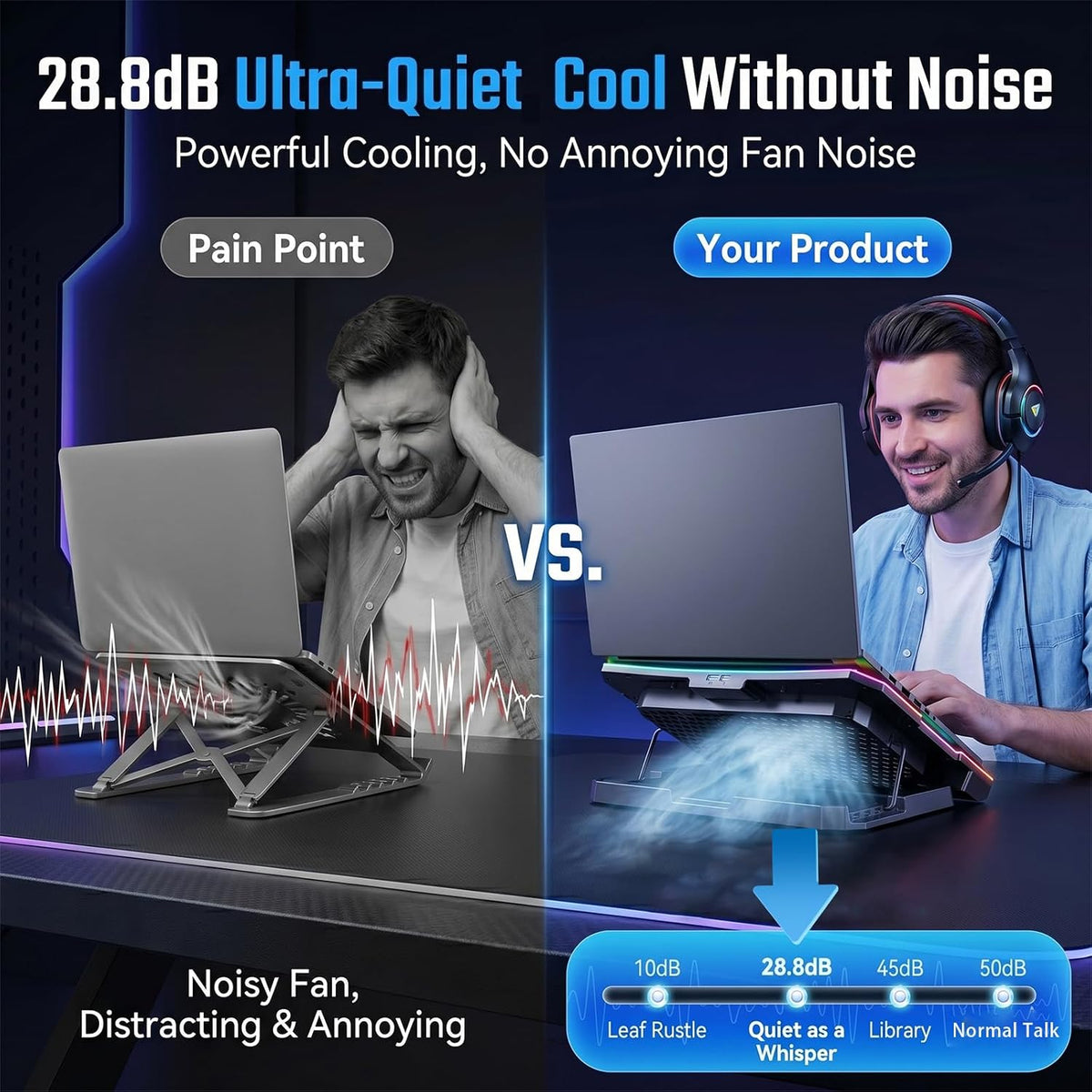 Gaming Laptop Cooling Pad, Laptop Cooler with 12 Quiet Fans, RGB Laptop Fan Cooling Stand with LCD Display, 5-Level Ergonomic Adjustable Mount, Fits 15.6 17 17.3 Inch Laptops, Mac, PC (Black)
