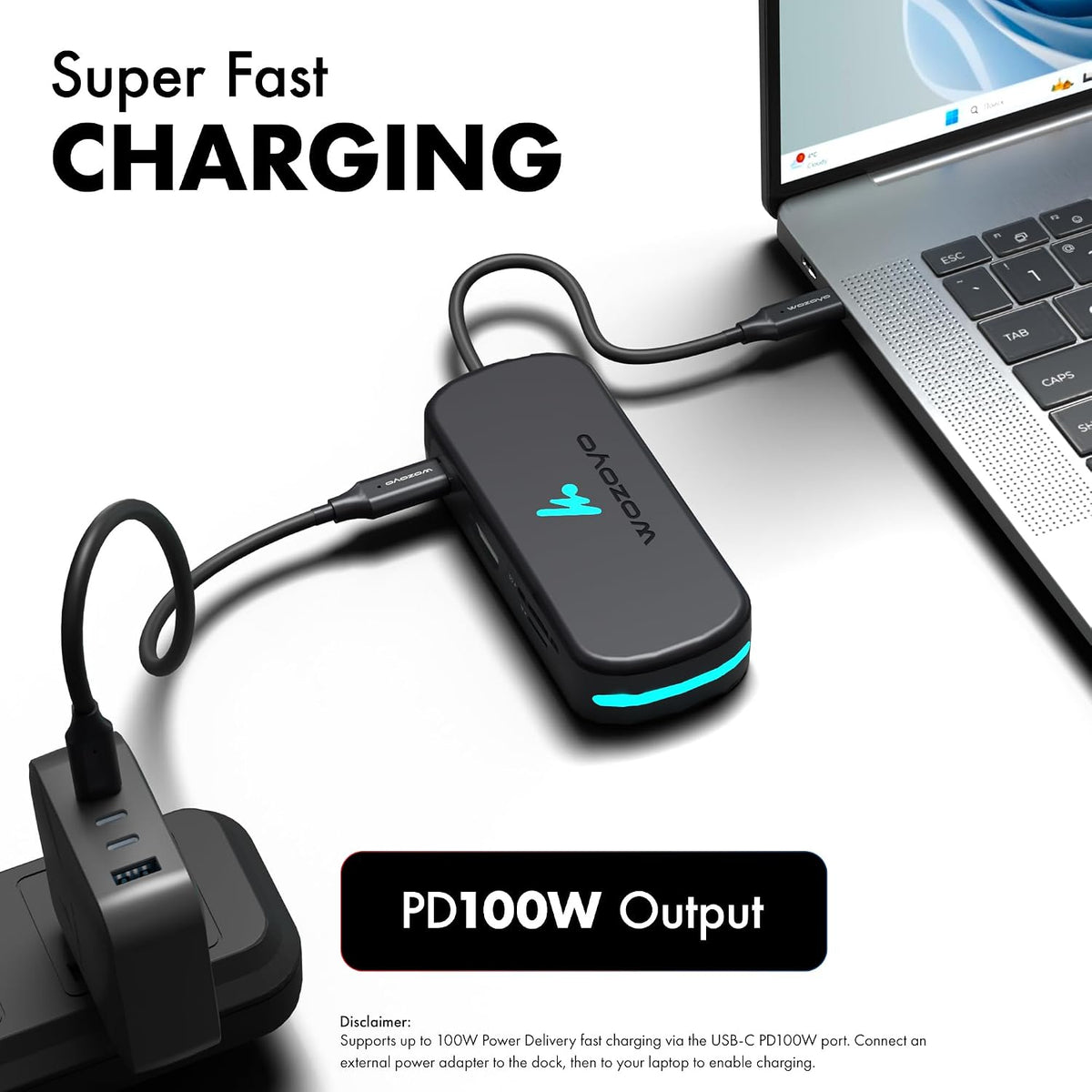 Type C 7 in 1 Wozoyo Docking Station with USB 5Gbps (3.2 Gen 1), 2XUSB 2.0, 4K@60Hz HDMI, SD & TF Card Reader, PD 100W, USB-C Hub, Compatible with Thunderbolt 4, macOS, Windows, Android & iOS