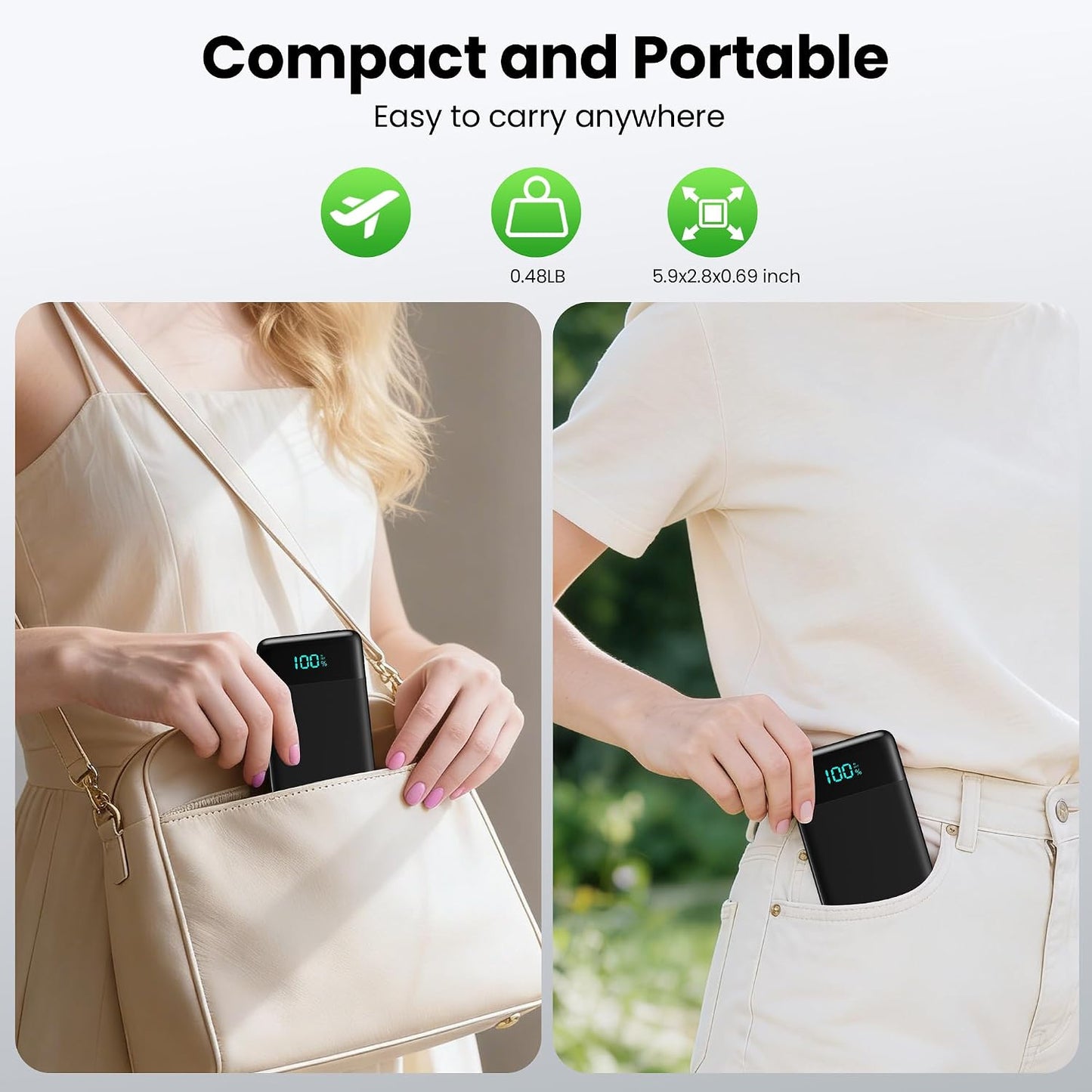 Portable Charger with Built-in AC Plug and Cables,13800mAh All in One USB C Fast Charging Power Bank,Travel Essentials Portable Phone Charger Battery Pack for iPhone 17/16/15/14/13,Galaxy,Android etc