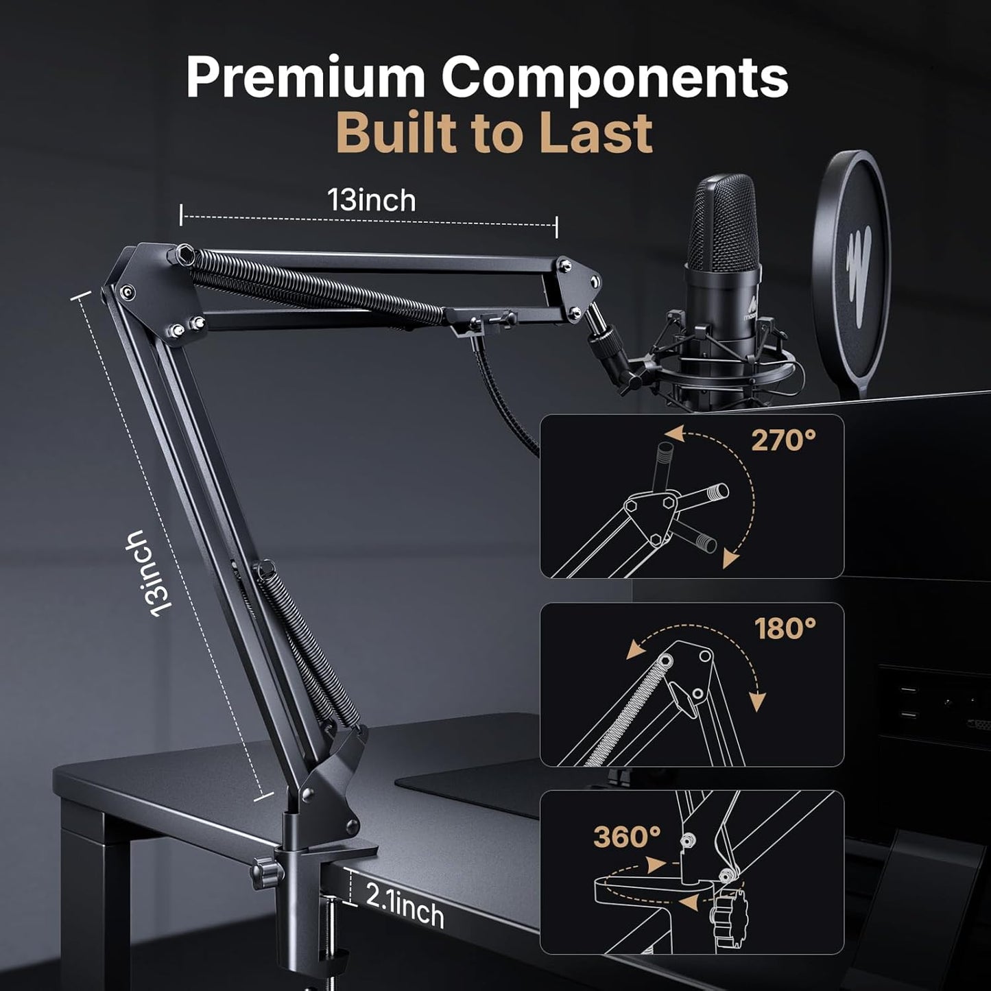 MAONO A04 USB Microphone, 192kHz/24Bit Condenser Mic Kit for PC Podcast | Plug & Play Computer Cardioid Metal Mic with Pro Sound Chipset for Recording, Gaming, Content Creation, Streaming, YouTube