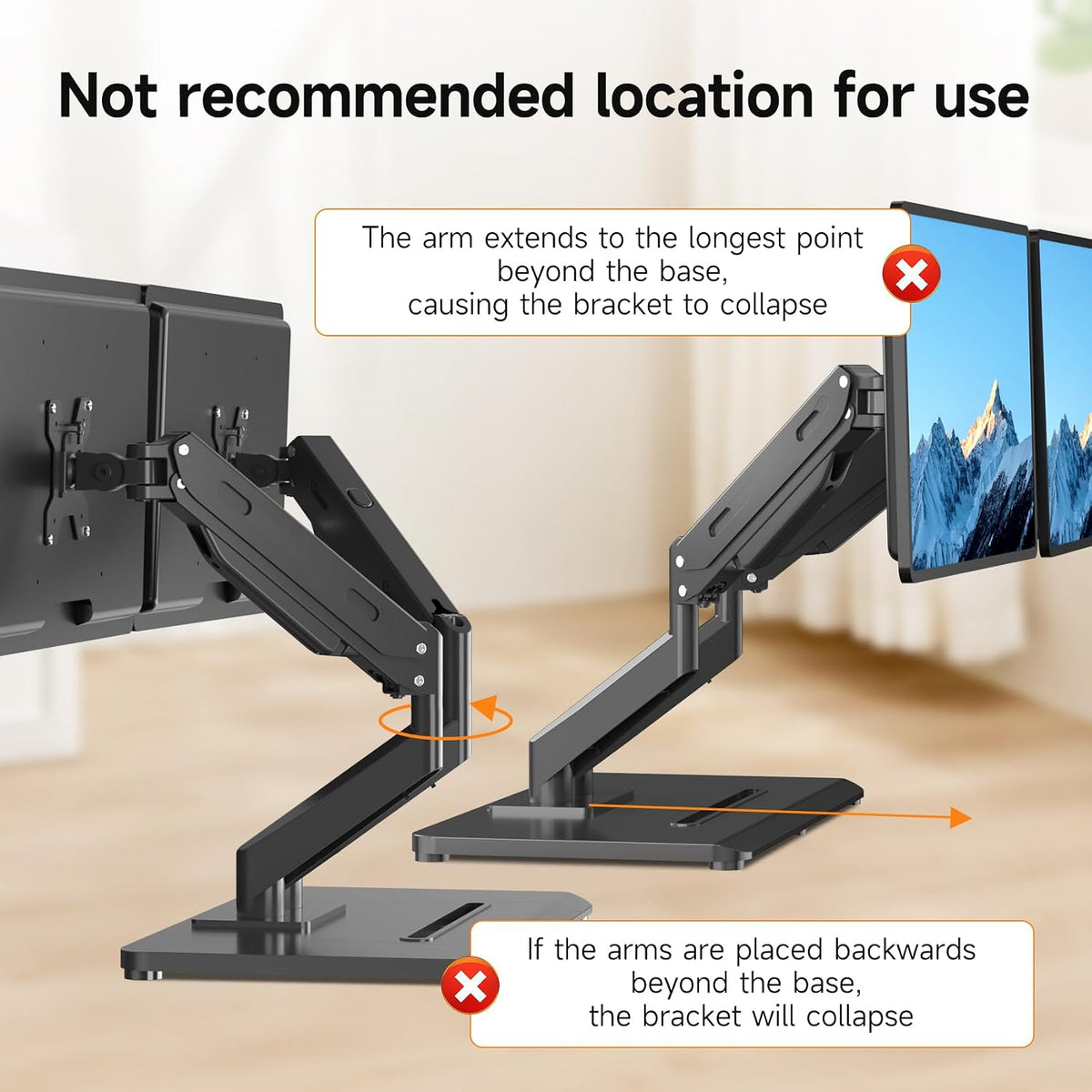 Pholiten Adjustable Dual Monitor Arms with Base for 17-32" Screens