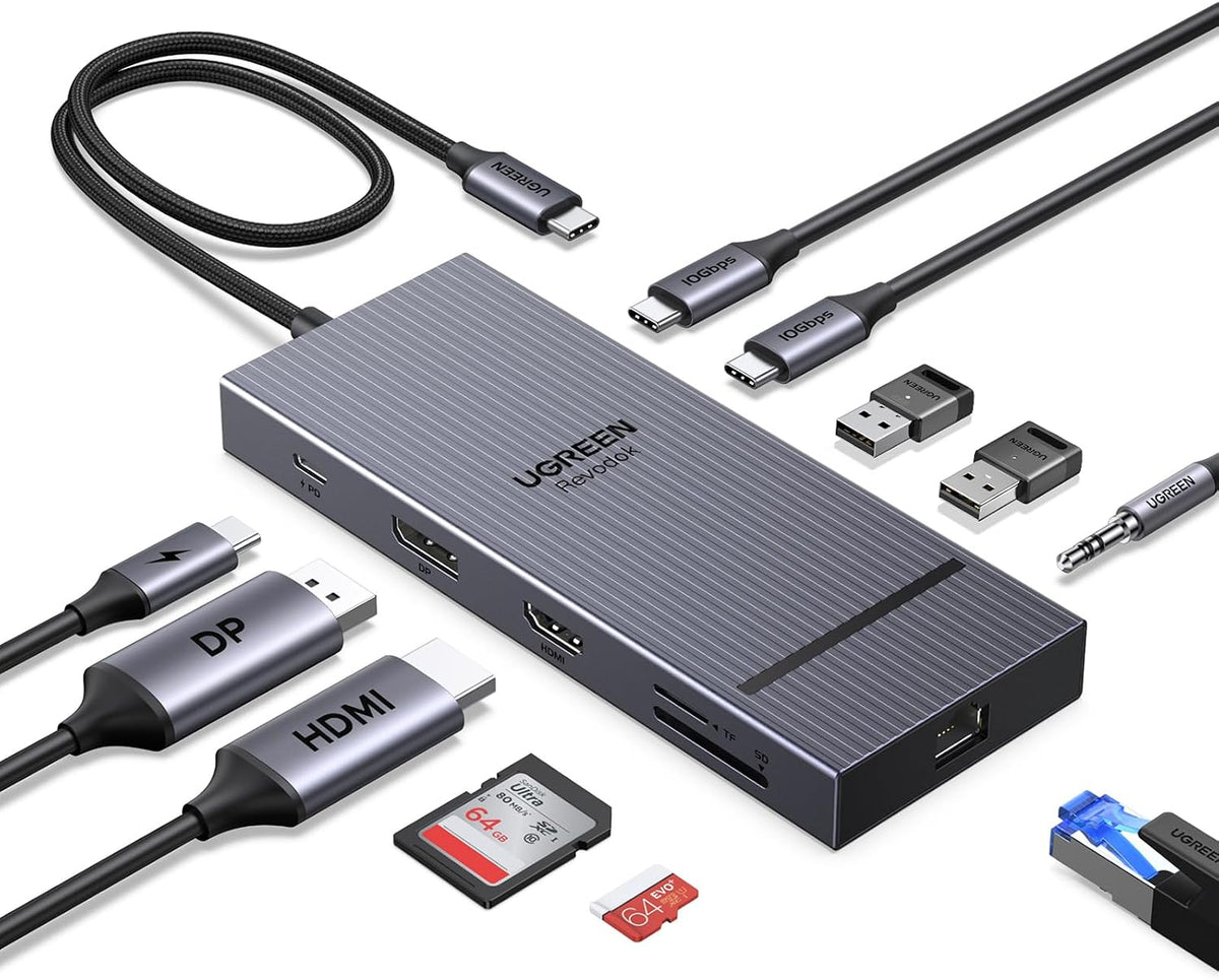 UGREEN USB C Docking Station Dual Monitor, 11-in-1 Dock with HDMI and DP