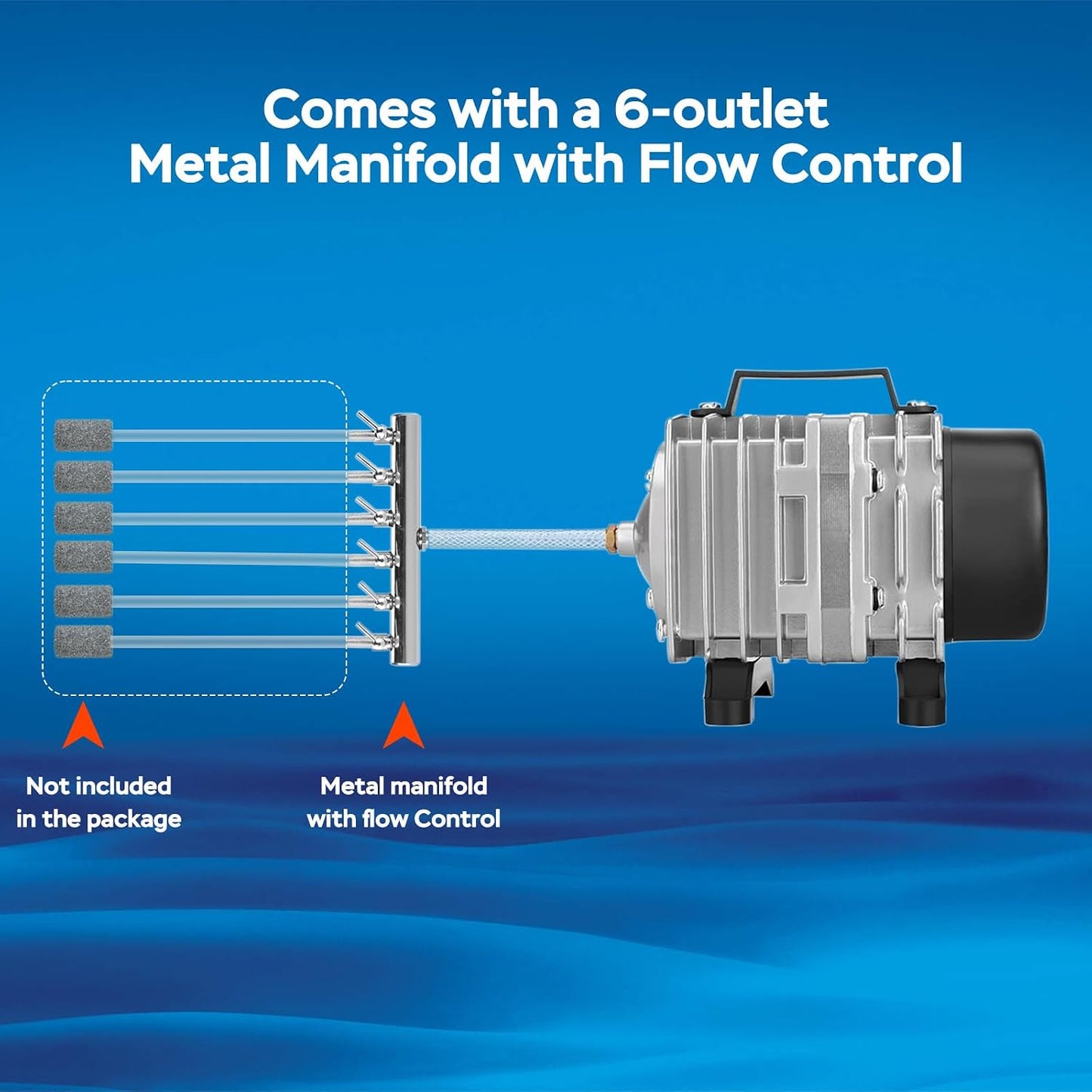 AquaMiracle Aquarium Air Pump Commercial Air Pump with Aluminum Housing, 600/1000/1200/1750GPH Fish Tank Bubbler Pond Aerator for Aquariums, Ponds, Hydroponics
