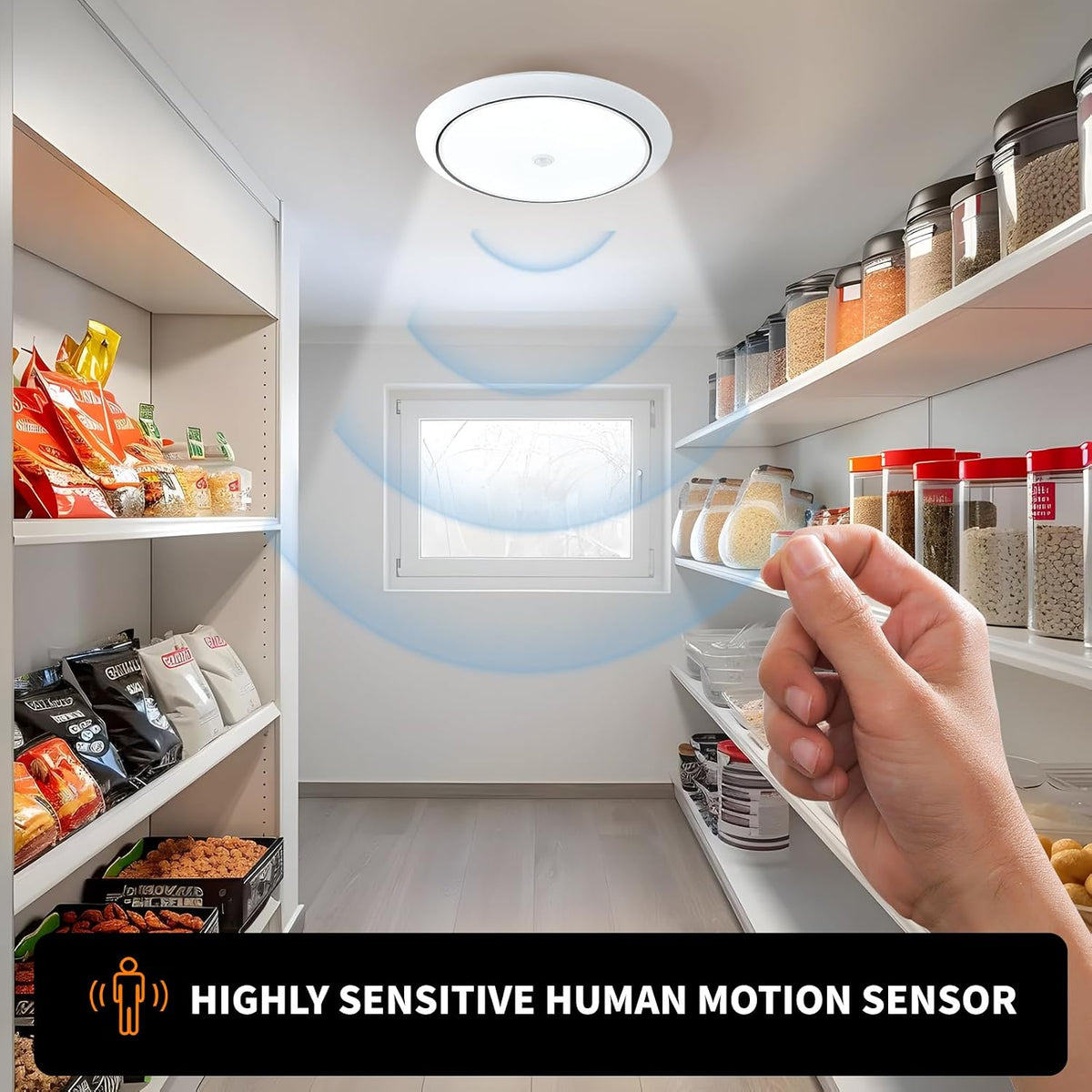Motion Sensor Ceiling Light Wired, 12 Inch Flush Mount Ceiling Light 6500K Closet Lights, 18W LED Motion Sensor Light Indoor for Stair Closet Porch Hallway Laundry