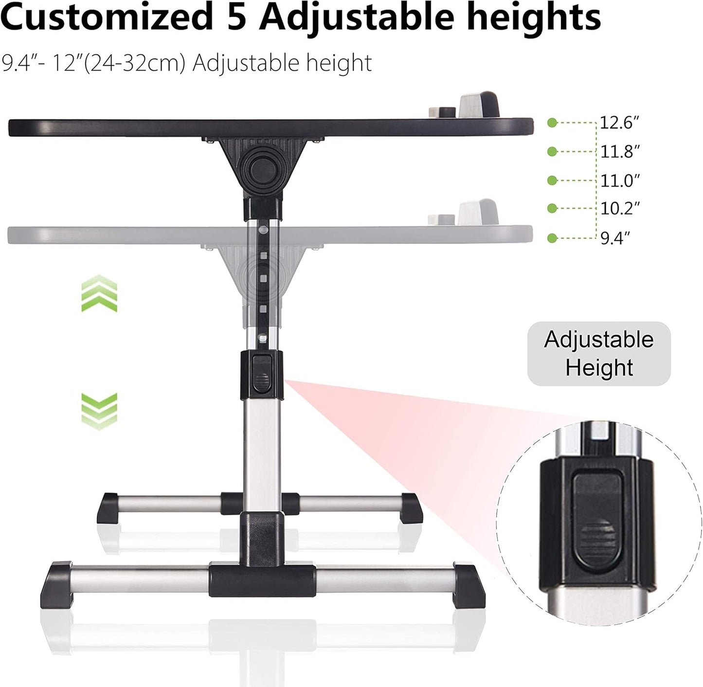 Lap Desk for Laptop, 8AMTECH Ajustable Laptop Table with Cooling Fan Office Desk for Lap-top, Working, Reading, Writing, Drawing and Eating in Bed Sofa Floor Couch